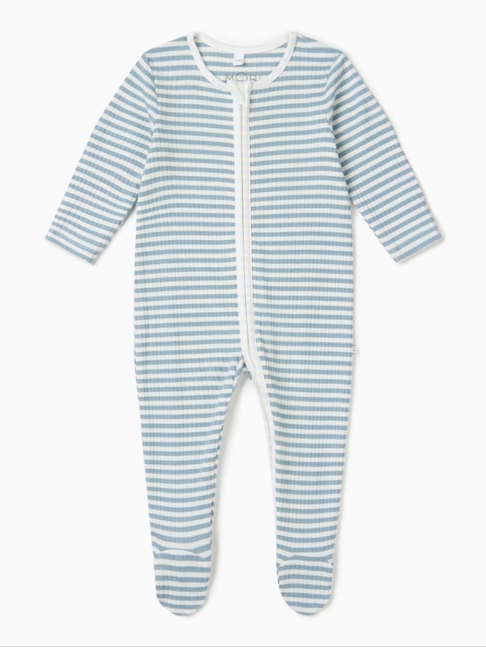 Baby Mori Classic Blue Stripe Baby One-Piece Footed Pajamas